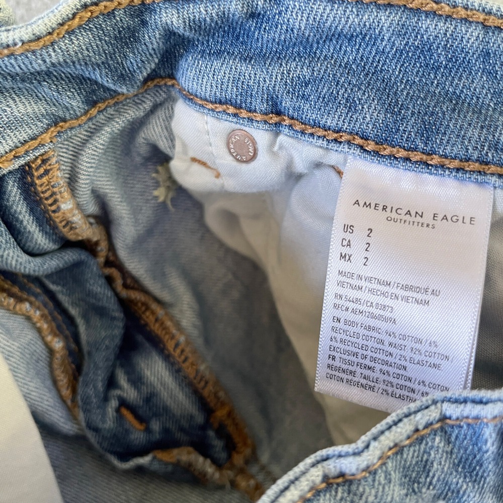 American Eagle Shorts Womens 2 Blue Cutoffs Mom Distressed Ripped Denim - Picture 10 of 11